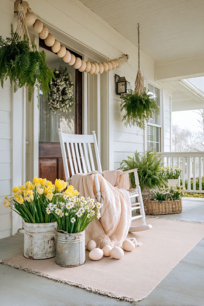 Farmhouse White Rocking Chair Easter Retreat