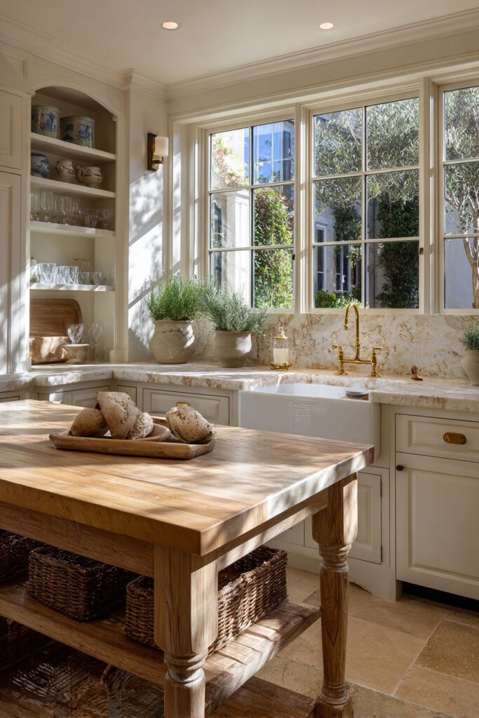 Compact Butcher Block Island with Chicken Wire Details