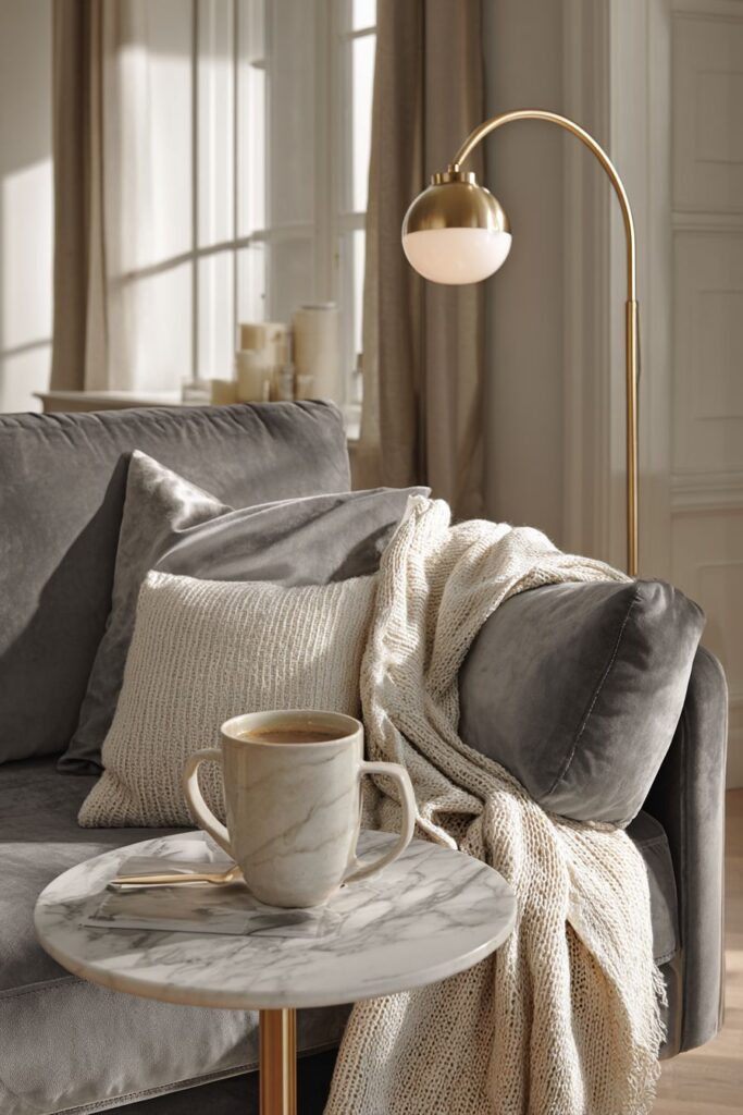 Cozy Urban Retreat in Medium Grey Velvet