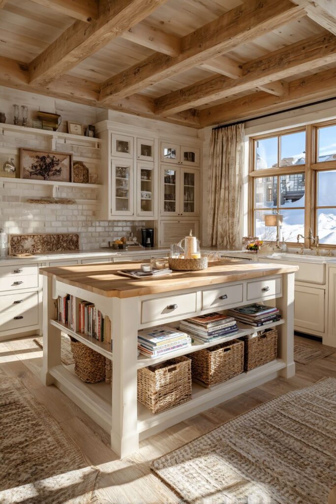 Farmhouse-Style Kitchen with Reclaimed Wood Island