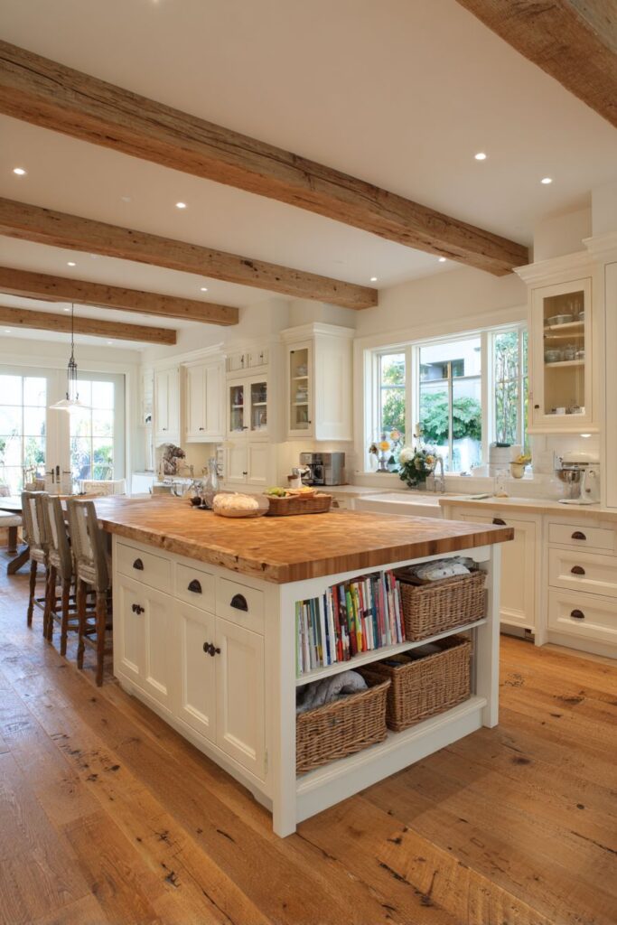 Farmhouse-Style Kitchen with Reclaimed Wood Island