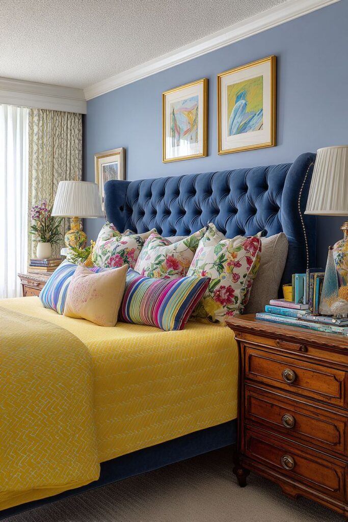 Royal Blue Drama with Tufted Magnificence