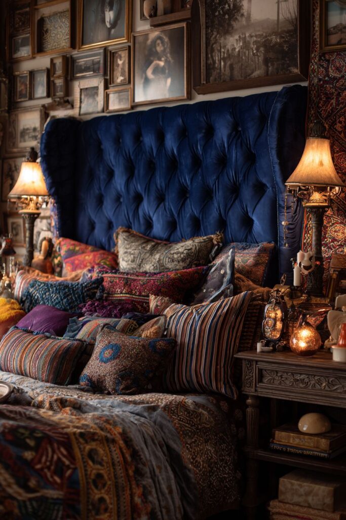 Royal Blue Drama with Tufted Magnificence