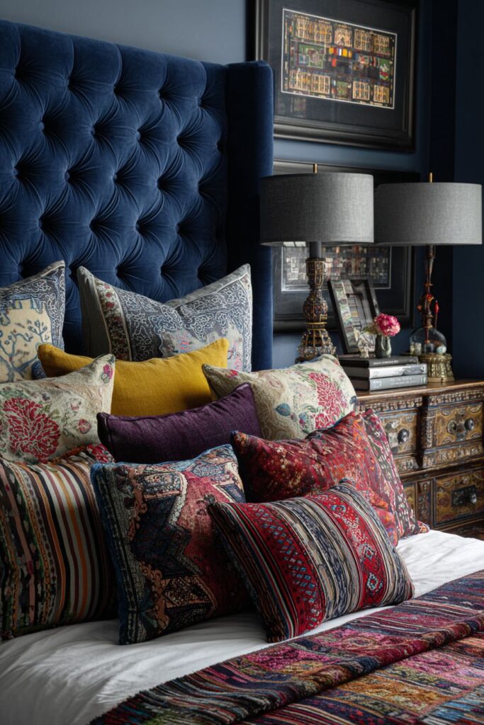 Royal Blue Drama with Tufted Magnificence