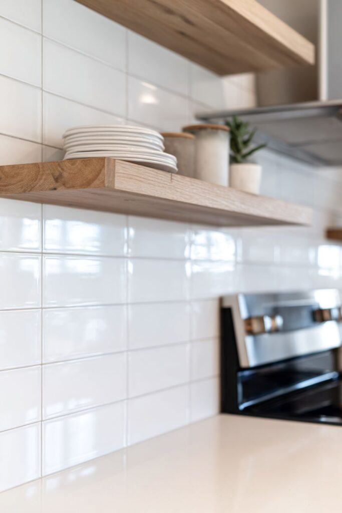 Seamless Backsplash and Floating Shelf Integration