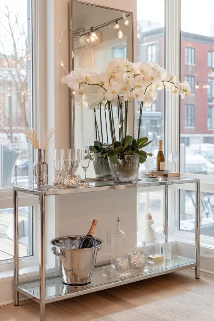 Welcoming Entryway Champagne Station