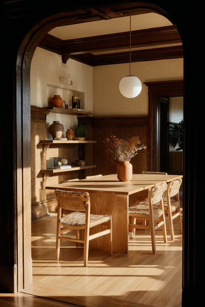 Authentic Teak Dining with Ladder-Back Character