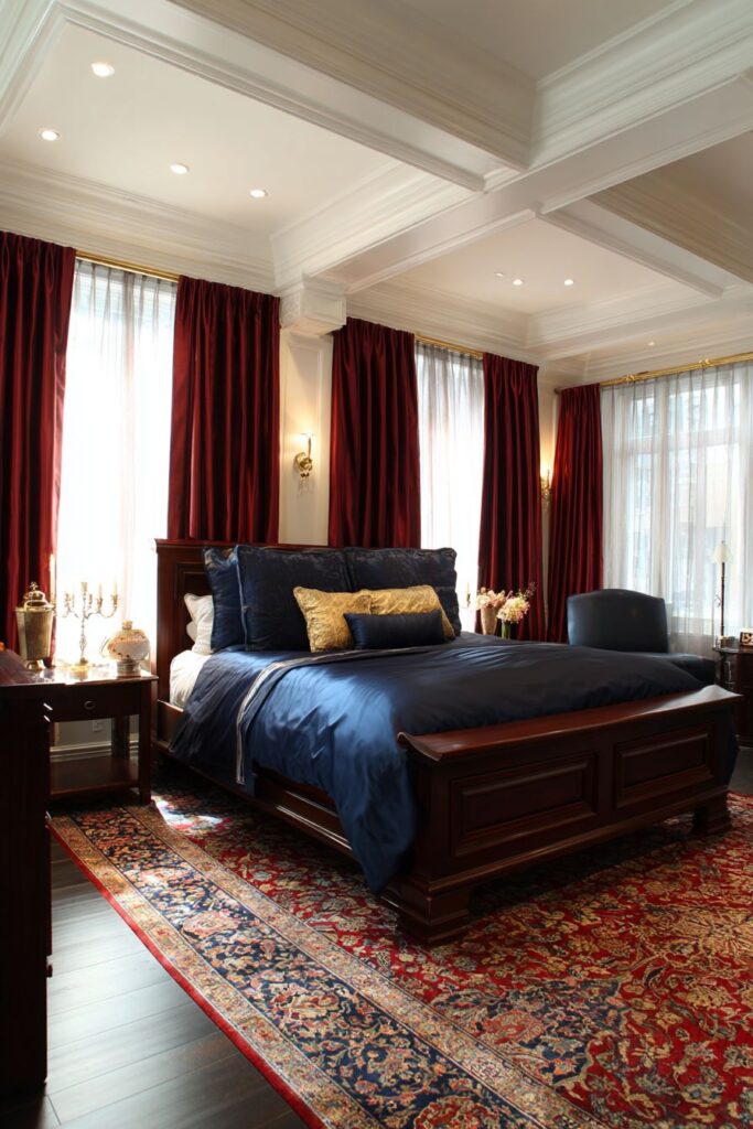 Navy Blue Sophistication with Architectural Grandeur