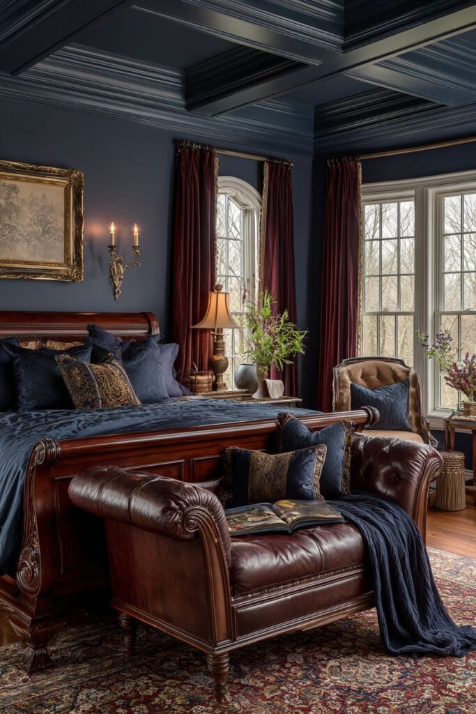 Navy Blue Sophistication with Architectural Grandeur