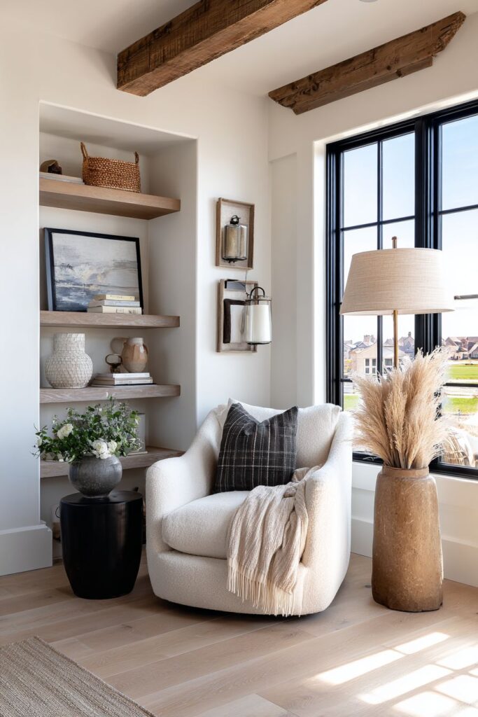 Built-In Floating Shelves Elegance