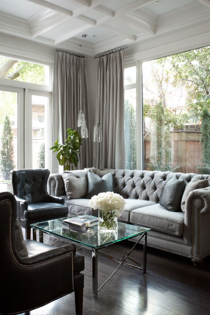 Sophisticated Gray Palette with Leather Accents