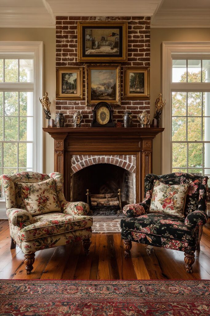 Brick Fireplace Gathering Space