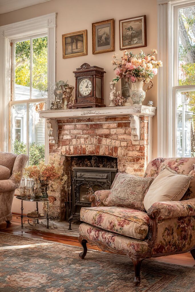 Brick Fireplace Gathering Space
