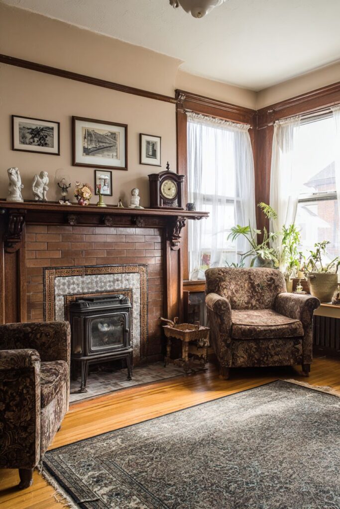 Brick Fireplace Gathering Space
