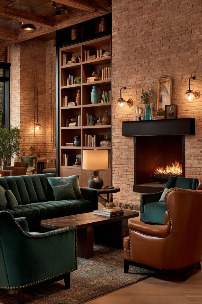 Forest Green Elegance with Brick Warmth