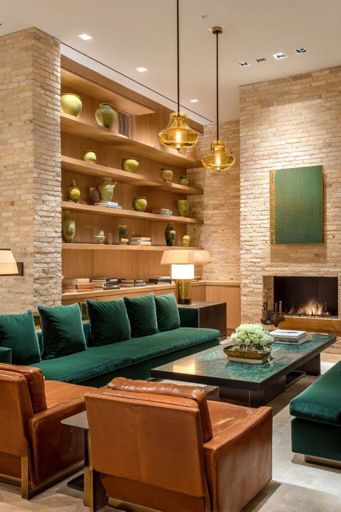 Forest Green Elegance with Brick Warmth