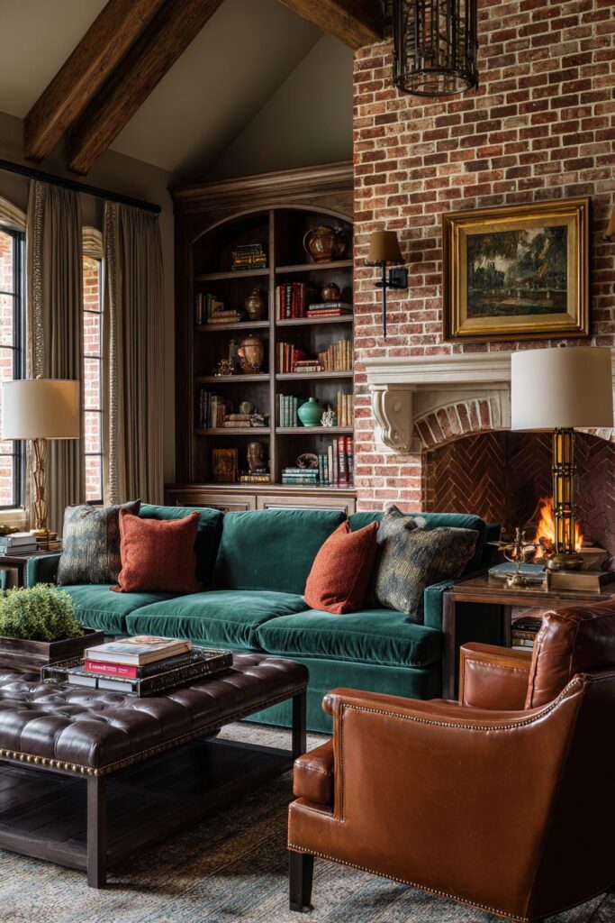 Forest Green Elegance with Brick Warmth
