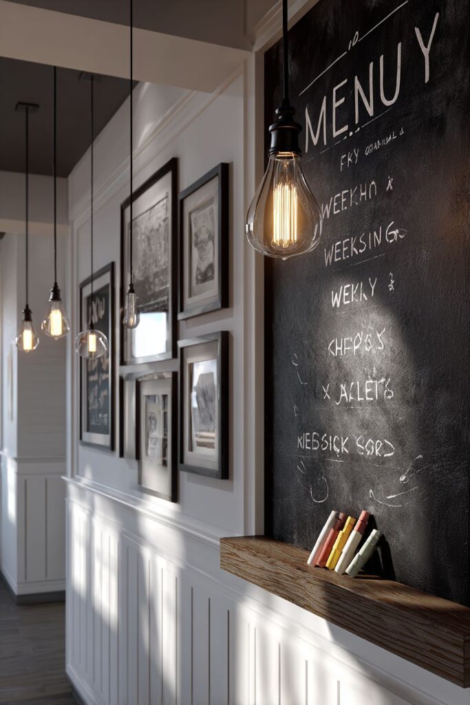 Statement Chalkboard Menu Wall with Shiplap Accent