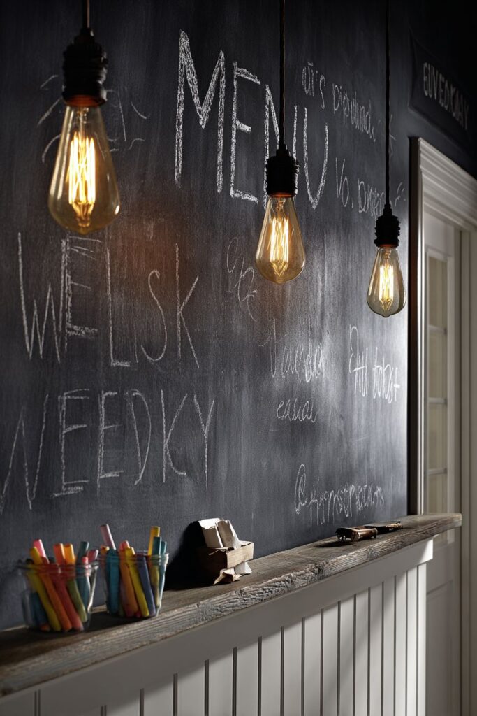 Statement Chalkboard Menu Wall with Shiplap Accent