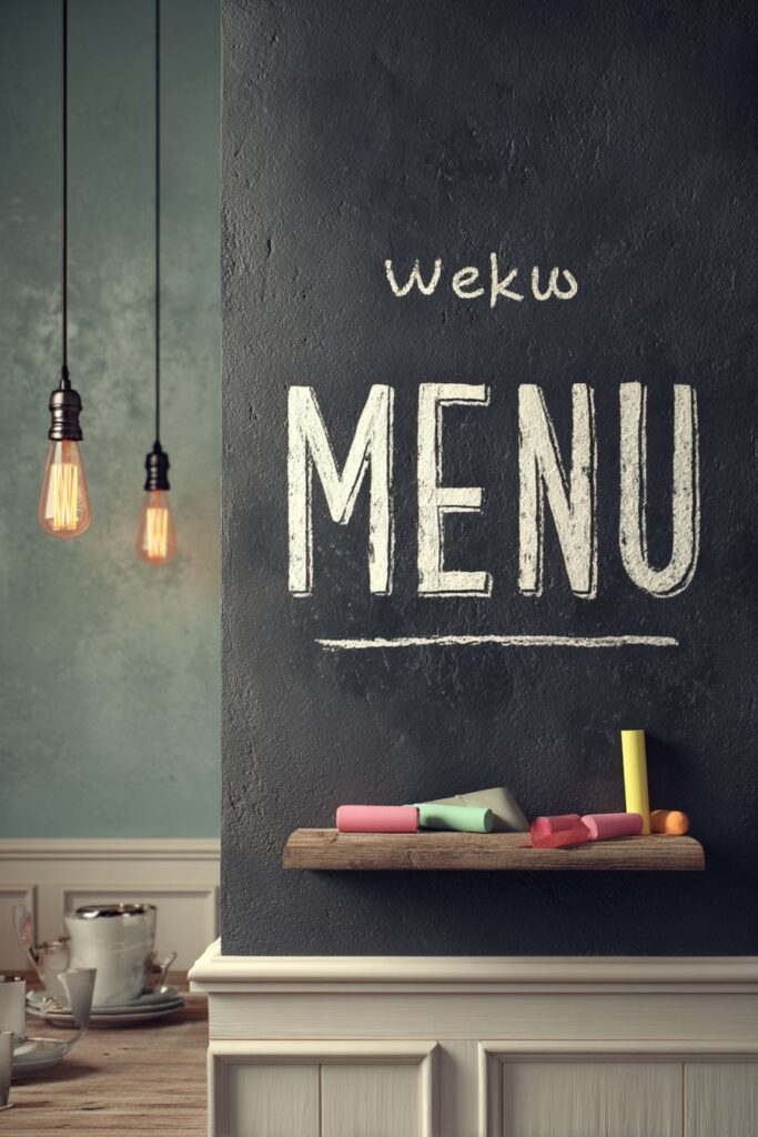 Statement Chalkboard Menu Wall with Shiplap Accent
