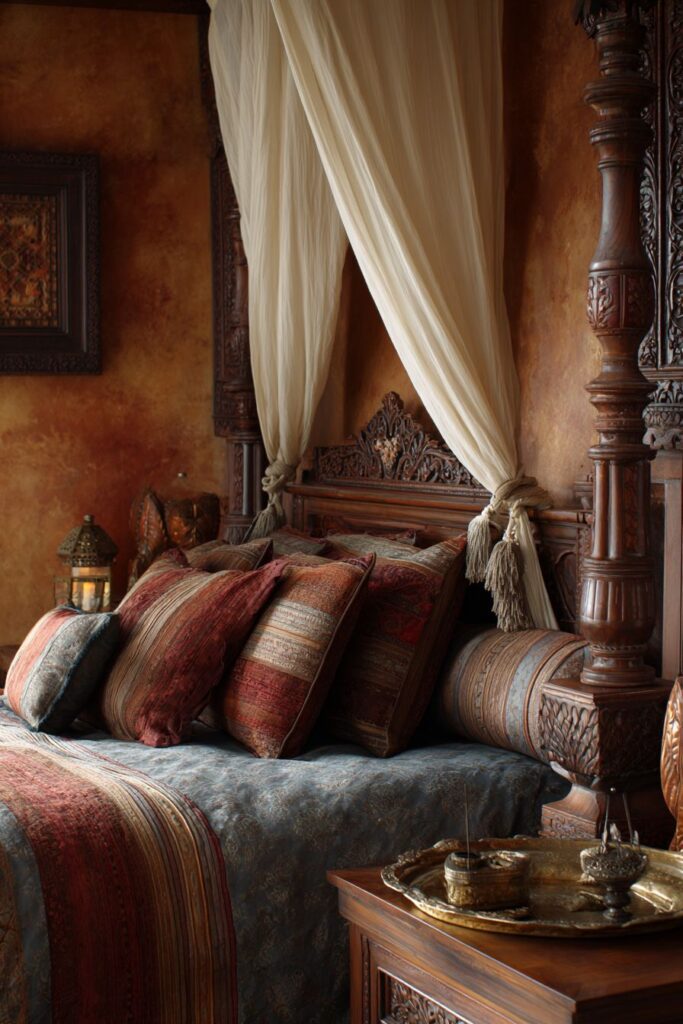 Luxurious Indian Bedroom with Four-Poster Grandeur