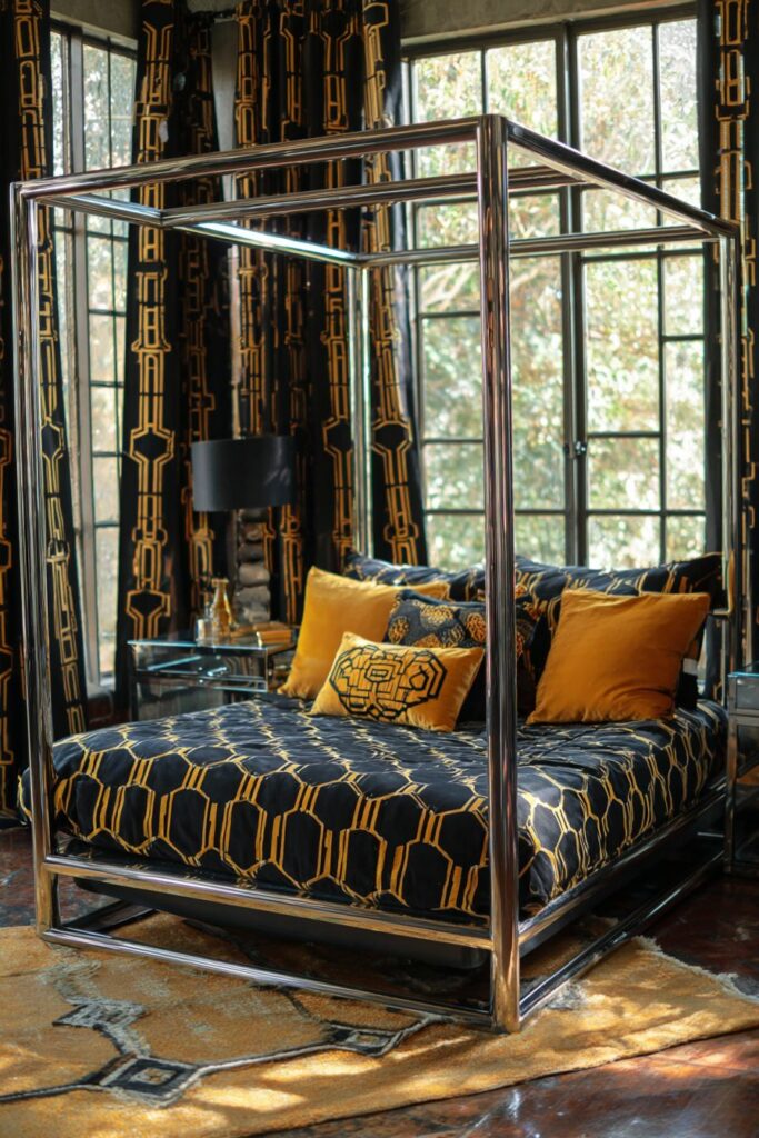 Bold Chrome and Geometric Pattern Drama