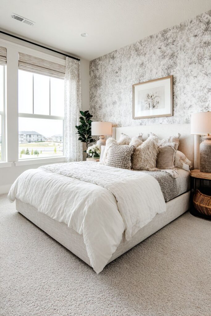 Statement Wallpaper Accent Wall with Botanical Print