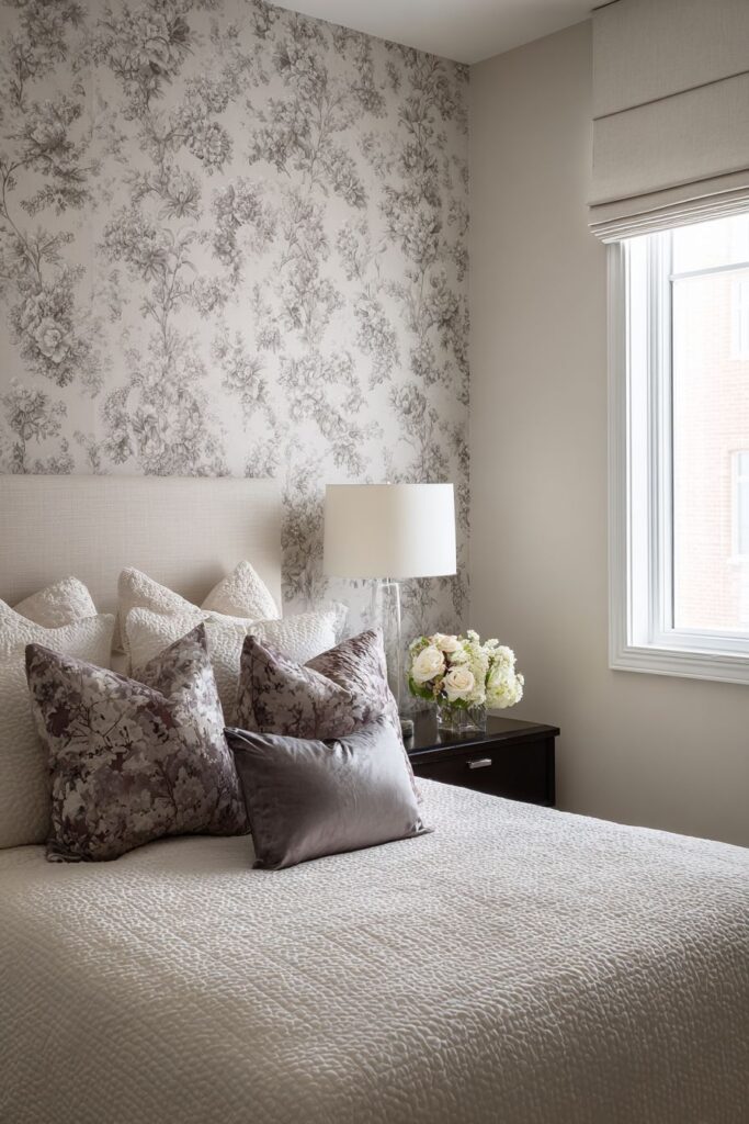 Statement Wallpaper Accent Wall with Botanical Print