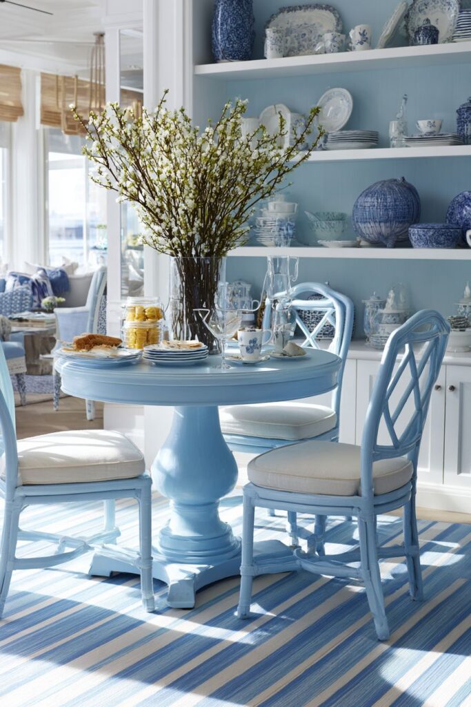 Space-Saving Small Blue Dining Room Solutions