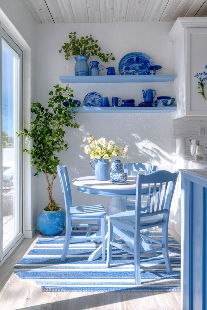Space-Saving Small Blue Dining Room Solutions