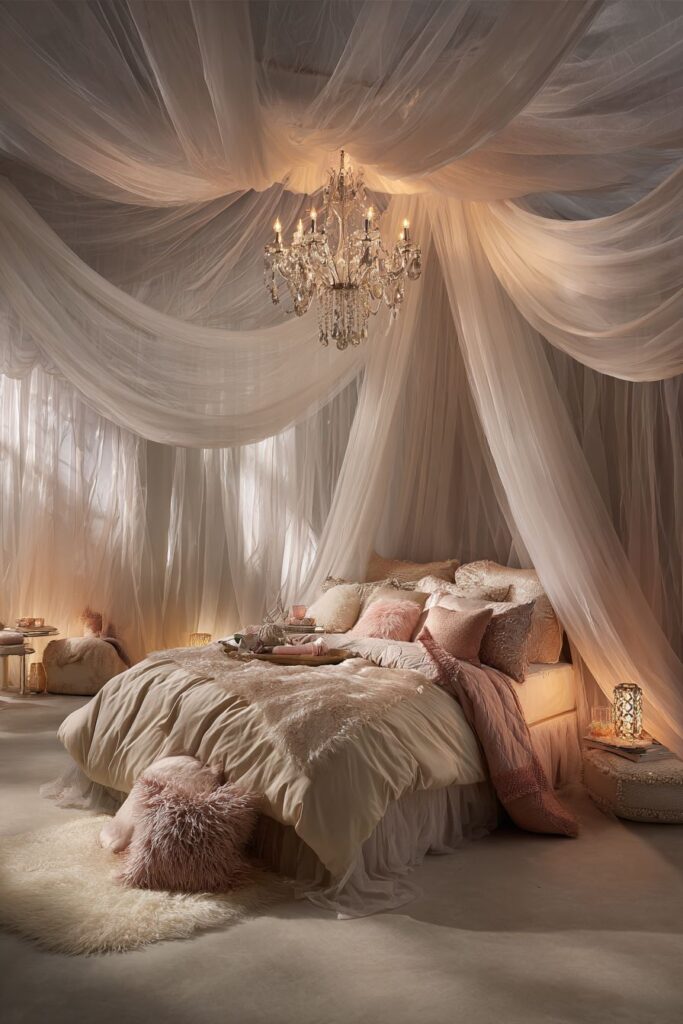 Ethereal Canopy Dreams with Flowing Tulle