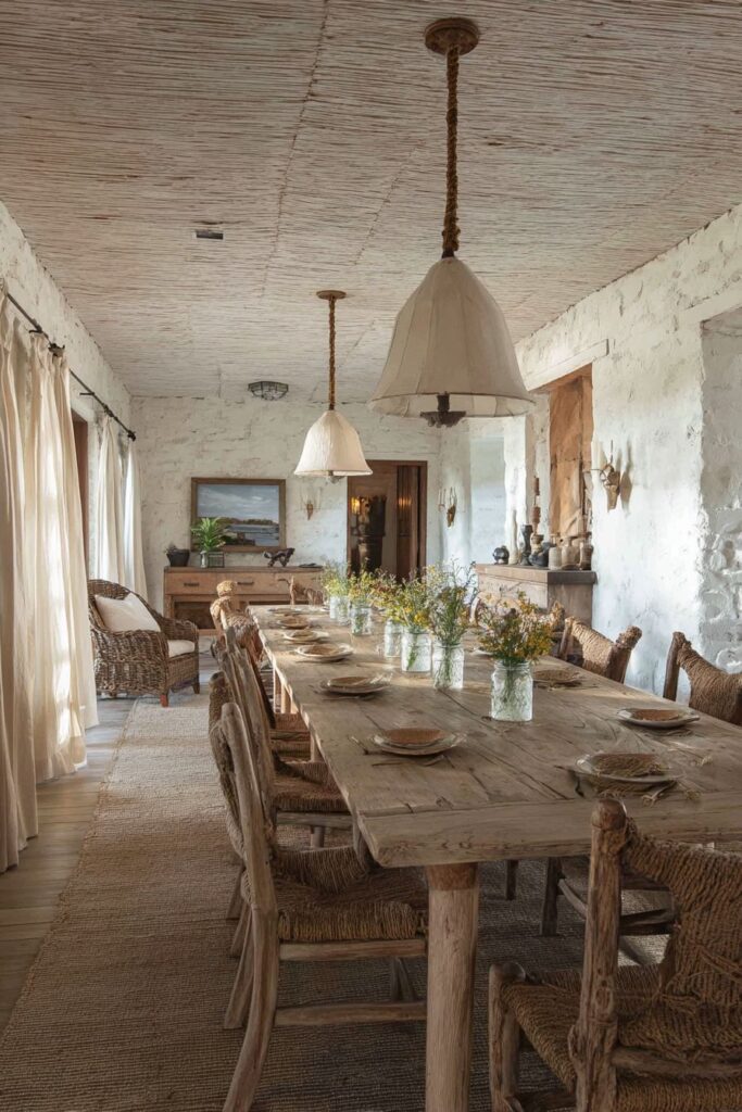 Harvest Table with Mismatched Seating