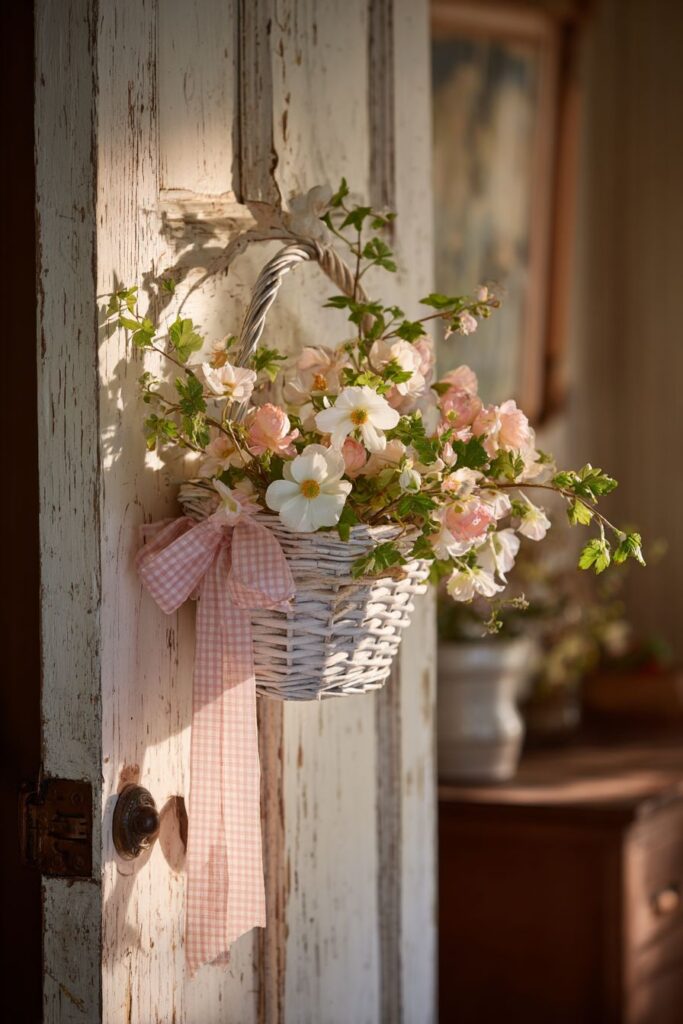 Cottage-Style Weathered Basket Flower Arrangement