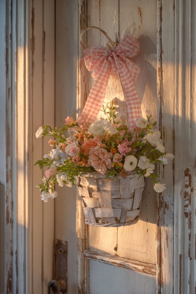 Cottage-Style Weathered Basket Flower Arrangement