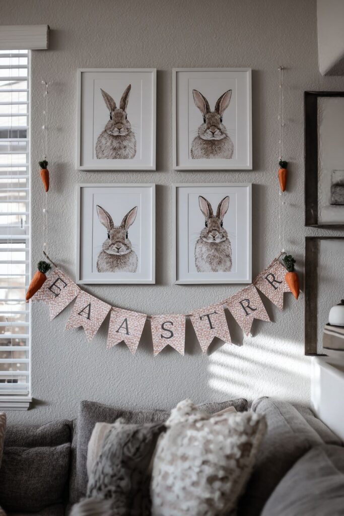 Whimsical Gallery Wall with Playful Easter Elements
