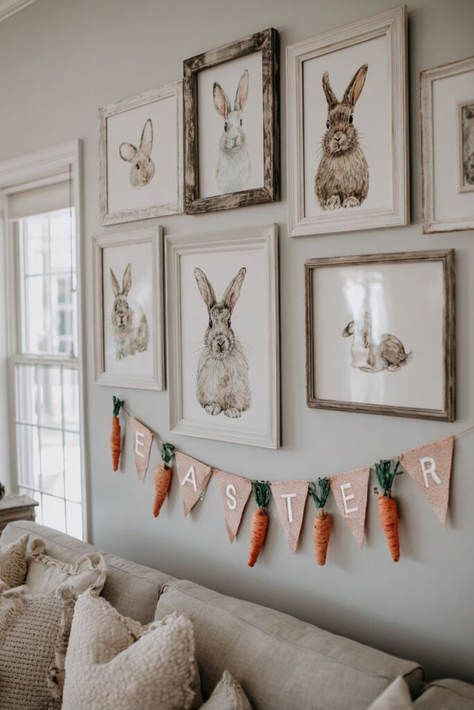 Whimsical Gallery Wall with Playful Easter Elements