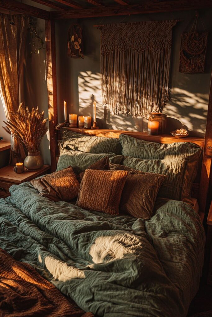 Modern Four-Poster Elegance with Earthy Sophistication