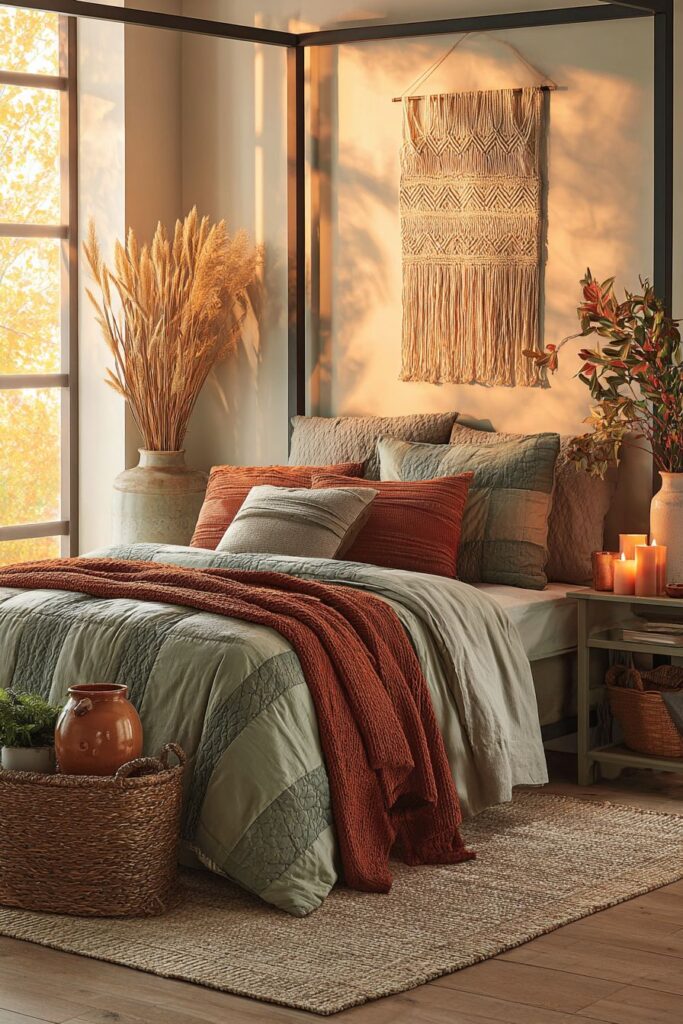 Modern Four-Poster Elegance with Earthy Sophistication