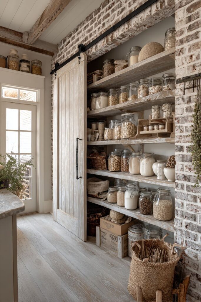 Reclaimed Wood Pantry with Sliding Barn Door