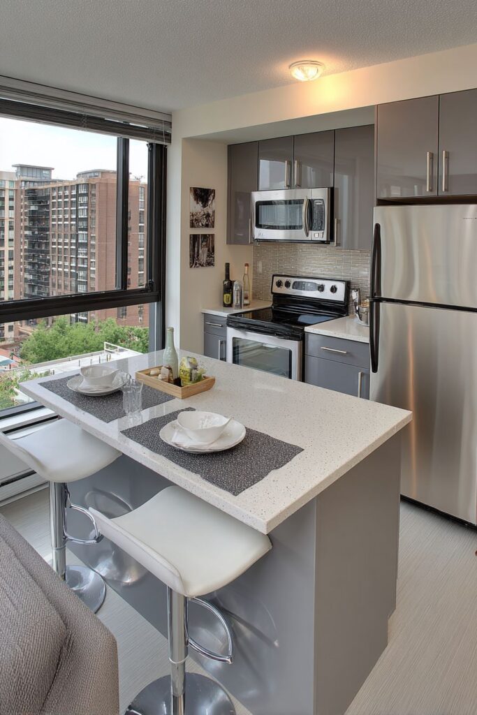 Compact Kitchen with Smart Island Design