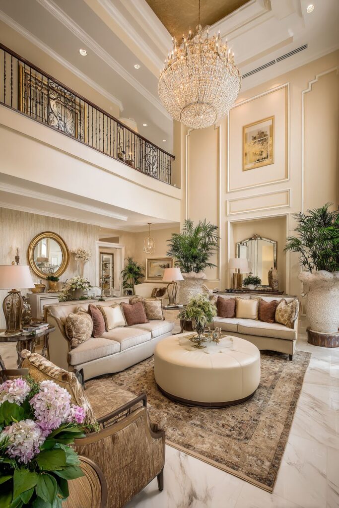 Double-Height Drama with Statement Chandelier