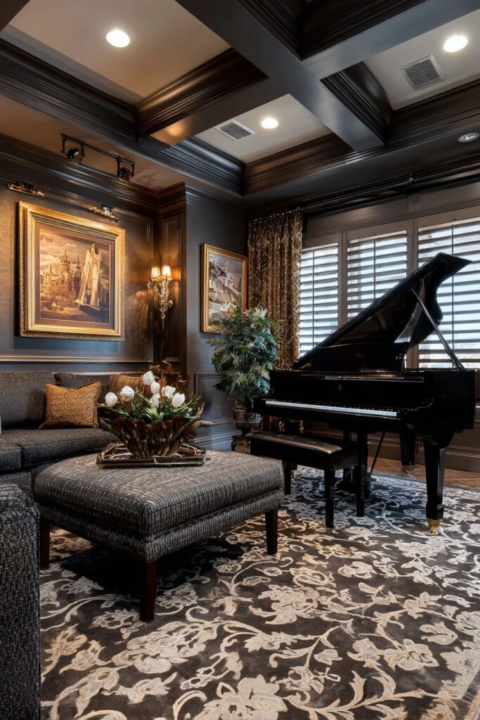 Grand Piano Elegance with Jewel-Tone Richness