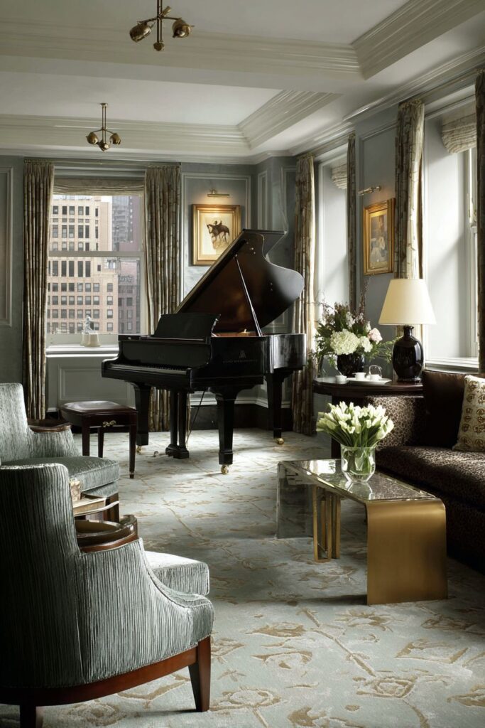 Grand Piano Elegance with Jewel-Tone Richness