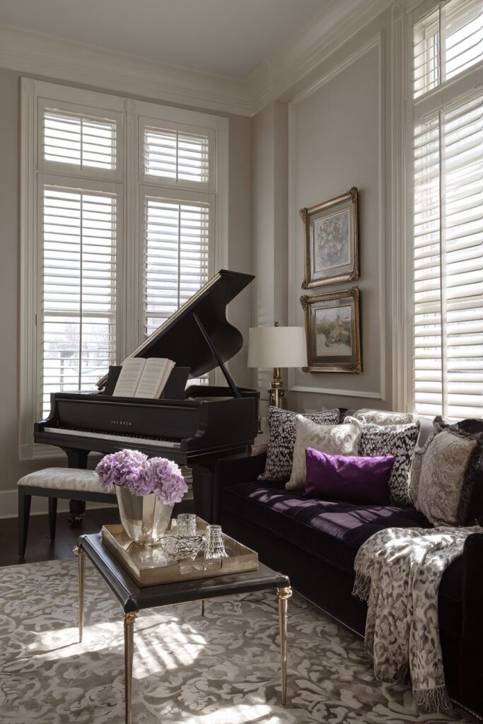 Grand Piano Elegance with Jewel-Tone Richness
