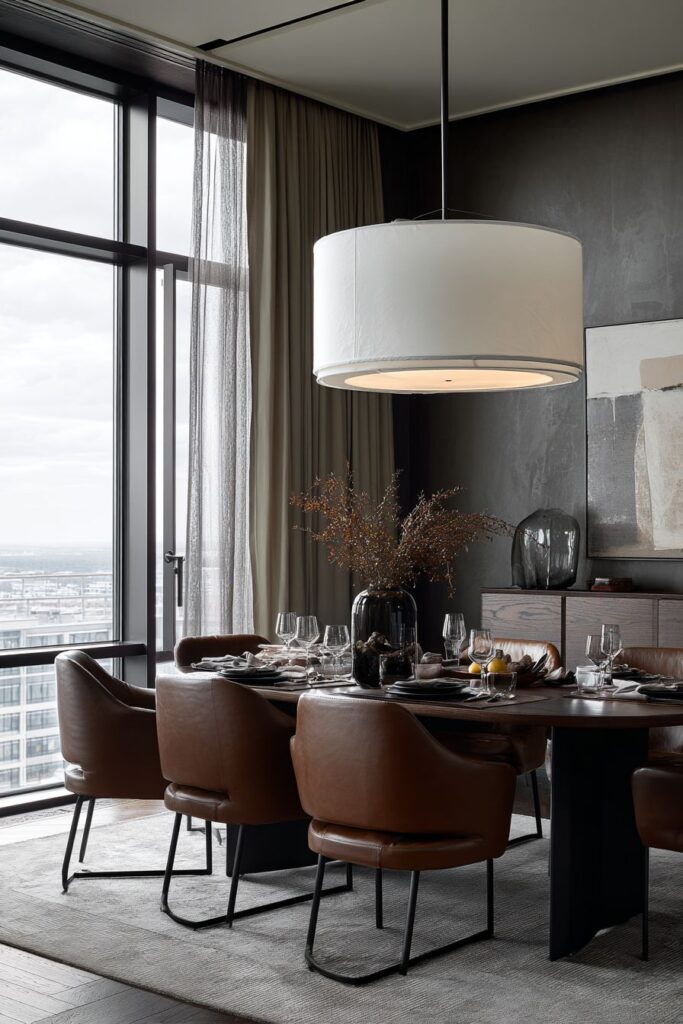 Dark Wood Sophistication with Steel Accents