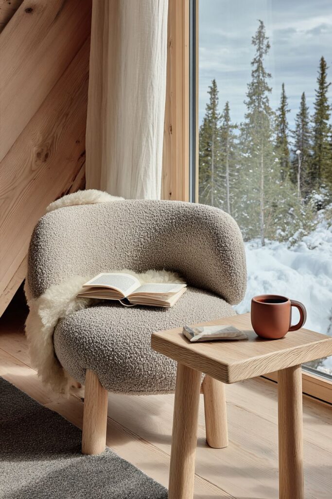 Dedicated Reading Nook with Bouclé Comfort
