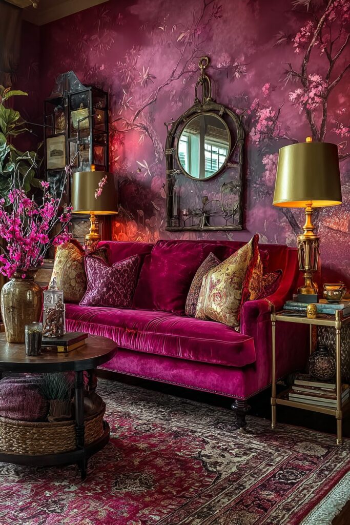 Maximalist Pink Paradise with Rose Wallpaper