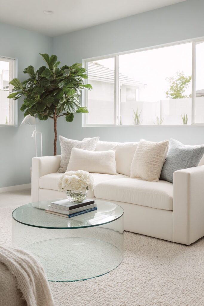 Low-Profile White Sofa Minimalism