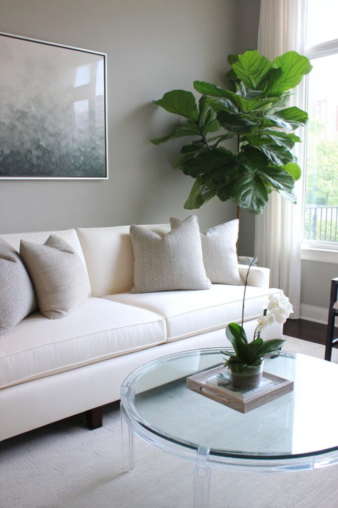 Low-Profile White Sofa Minimalism