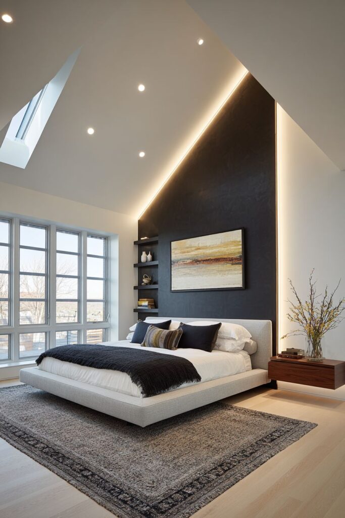 Modern Charcoal Drama with Creative Wall Solutions